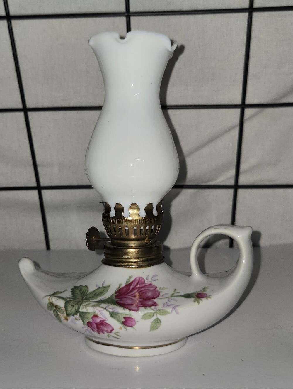 Vintage Miniature White Porcelain  Genie Oil Lamp